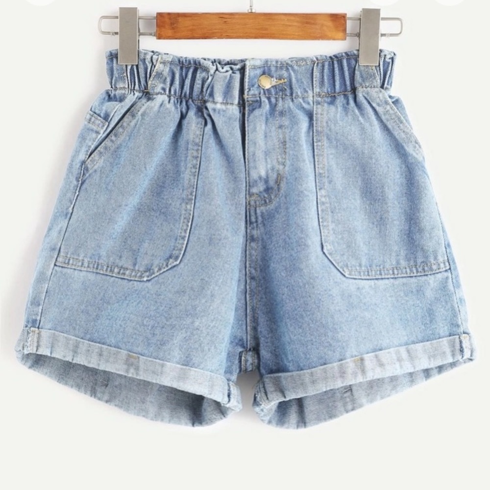 Paperbag jean shorts